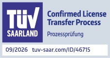 TÜV Saarland Prüfzeichen – Confirmed License Transfer Process